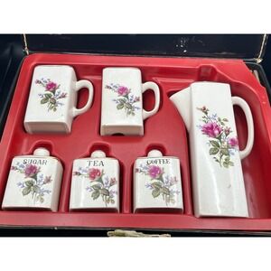 Vtg Karoff Original Pico‎ Hand Painted Japan Tea Coffee Set With Case As Is